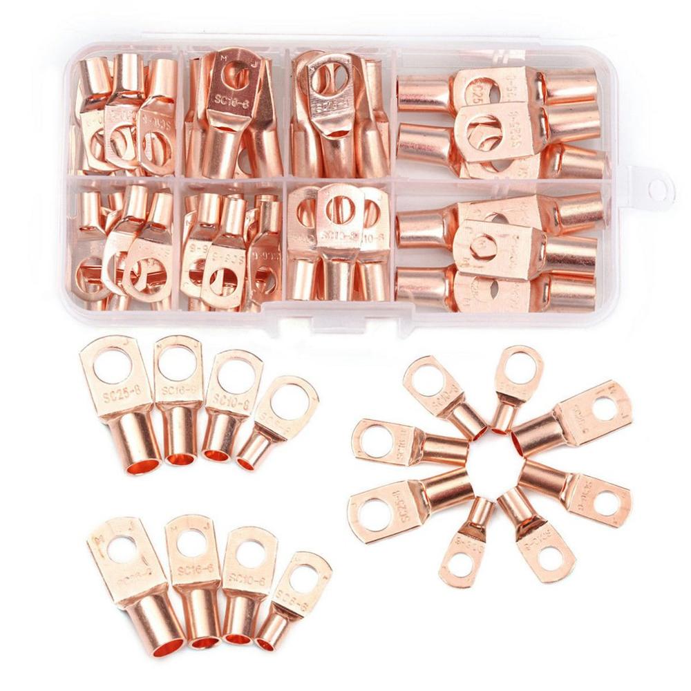140CPS Car Auto Copper Ring Terminal Wire Crimp Connector Bare Cable Battery Terminals Soldered Connectors Assortment Kit