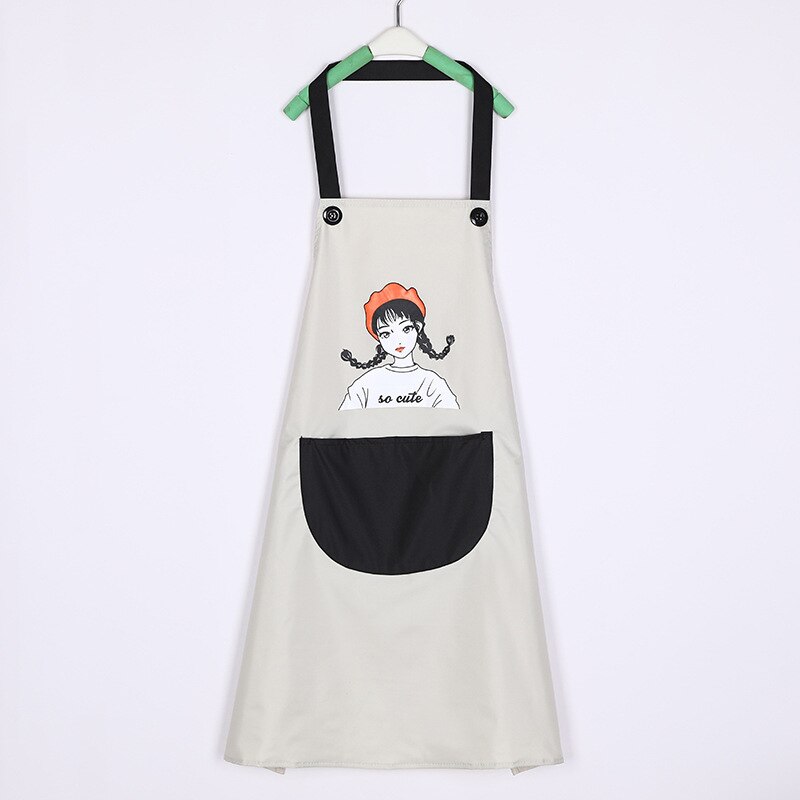 Apron Cooking Kitchen Waterproof Aprons Chef Apron with Pockets for Home Restaurant Garden BBQ Coffee House Apron YU-Hom: White
