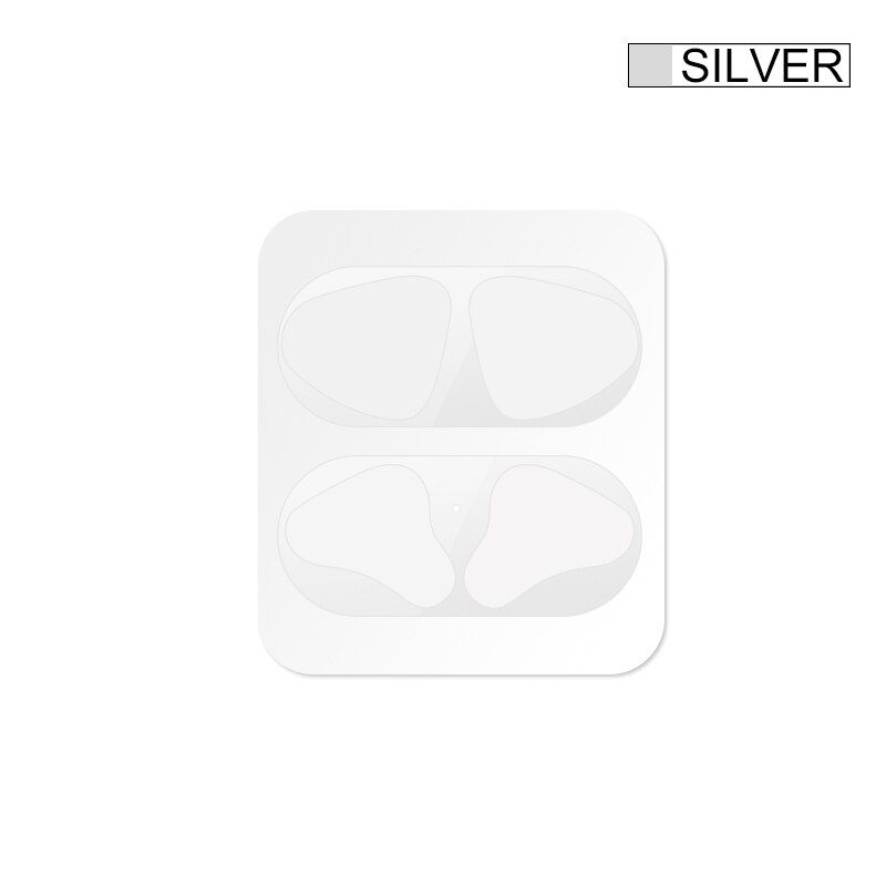 2 in1 TPU + PC Della Cassa Auricolare Capa Borsette Per Apple AirPods 1 2 di Protezione Della Copertura Della Pelle di Accessori per AirPods polvere Della Protezione Sticker: Silver Dust Guard