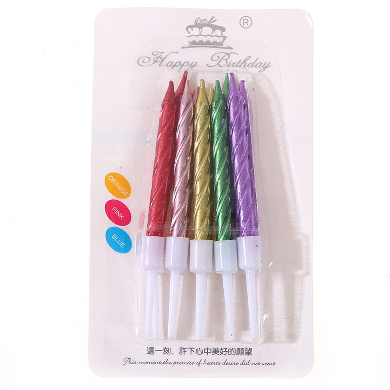 6/10PCS Threaded Candle Curved Cake Candle Long Curving Cake Safe Flames Kids Birthday Cake Romantic Decorations 1box: MC-10PCS