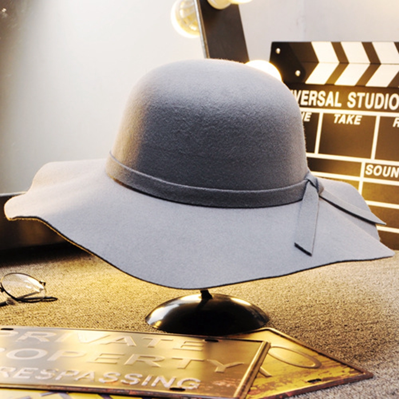 Britisk stil med filthatte til kvinder, stor skyggehat, flad skygge, hvid kasket til damer, efterår og vinter: L / Oliven