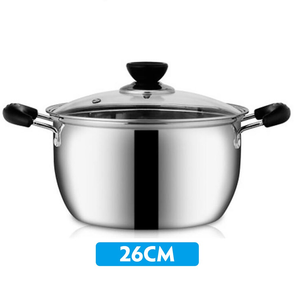 Stainless Steel Saucepan Soup Pot Dairy Saucepan And Noodle Soaking In Household Dormitory Kitchen Milk Pots Kitchen Tool: 26cm