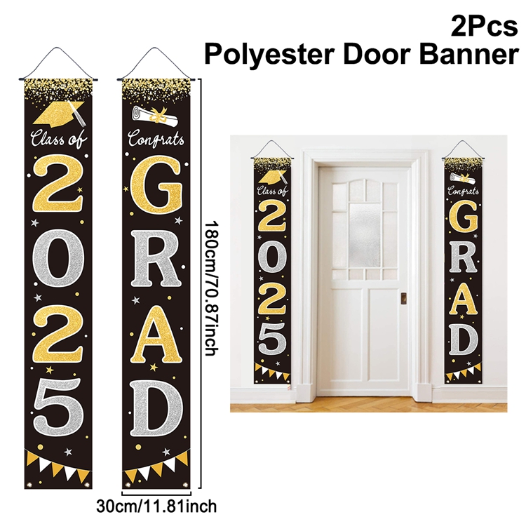 Decoración para de graduación, pancartas de coplas para puerta, clase de 2025, felicidades, letrero colgante para porche de graduación, suministros para de celebración en el hogar: Verde militar