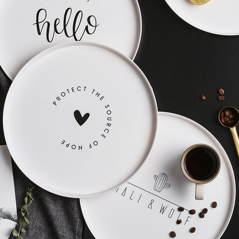 Nordic Style Plastic Round Breakfast Tray Food Fruit Dessert Plate Snack Storage Trays Kitchen Decorative Dish Tray C1574 d