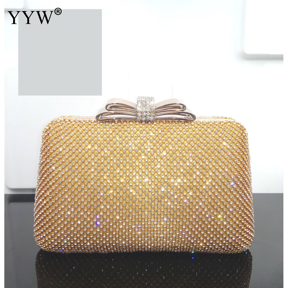 Kvinnor crystal diamond clasp clutch väskor glitter svart kvällsväskor guld clutch party handväska kvinna handväska strass bolso mujer: Gul