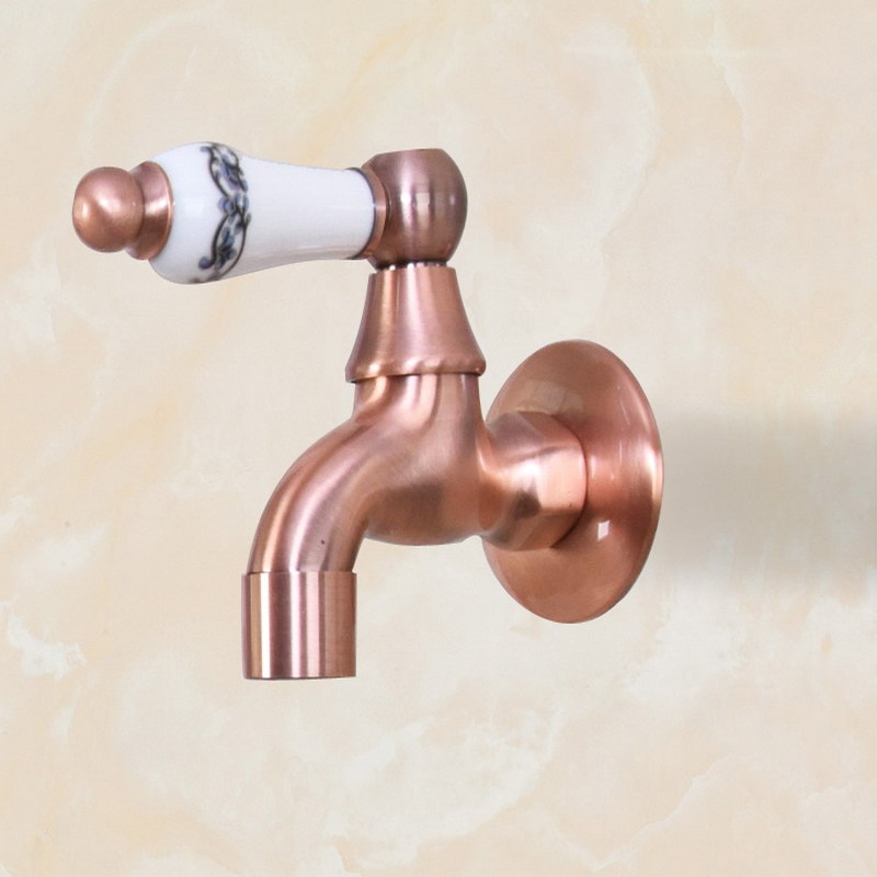 Antike rot Kupfer Zauberstab montieren draussen Wasserhahn Garten Bibcock klopfen Keramik Griff Schlecht Waschmaschine/mopp Wasserhahn KD081