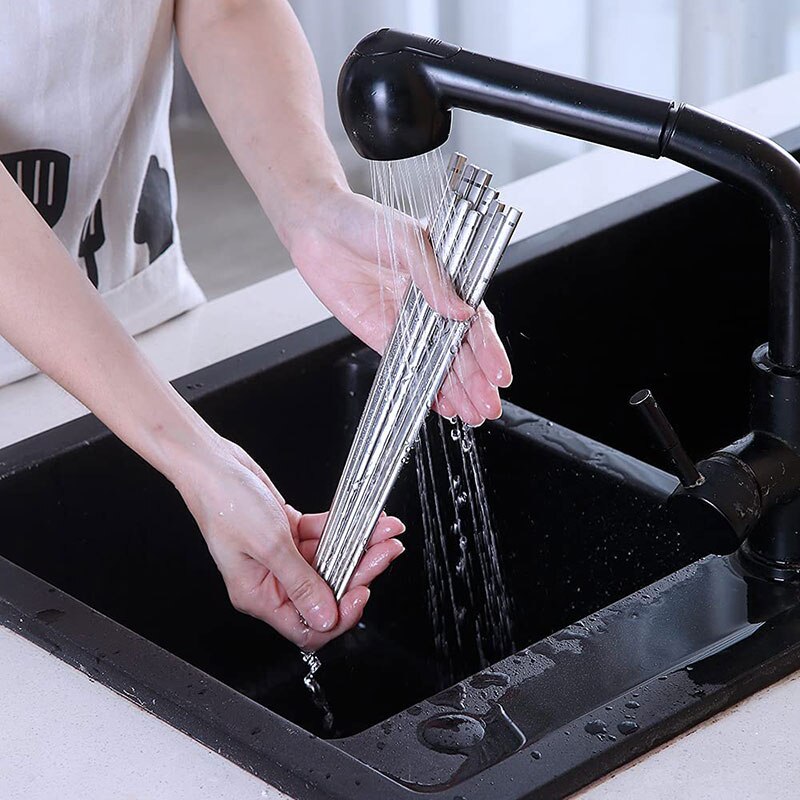 Juego de palillos chinos de acero inoxidable, palillos antideslizantes reutilizables para fideos, Sushi, utensilios de cocina, vajilla, 1/3/5 pares