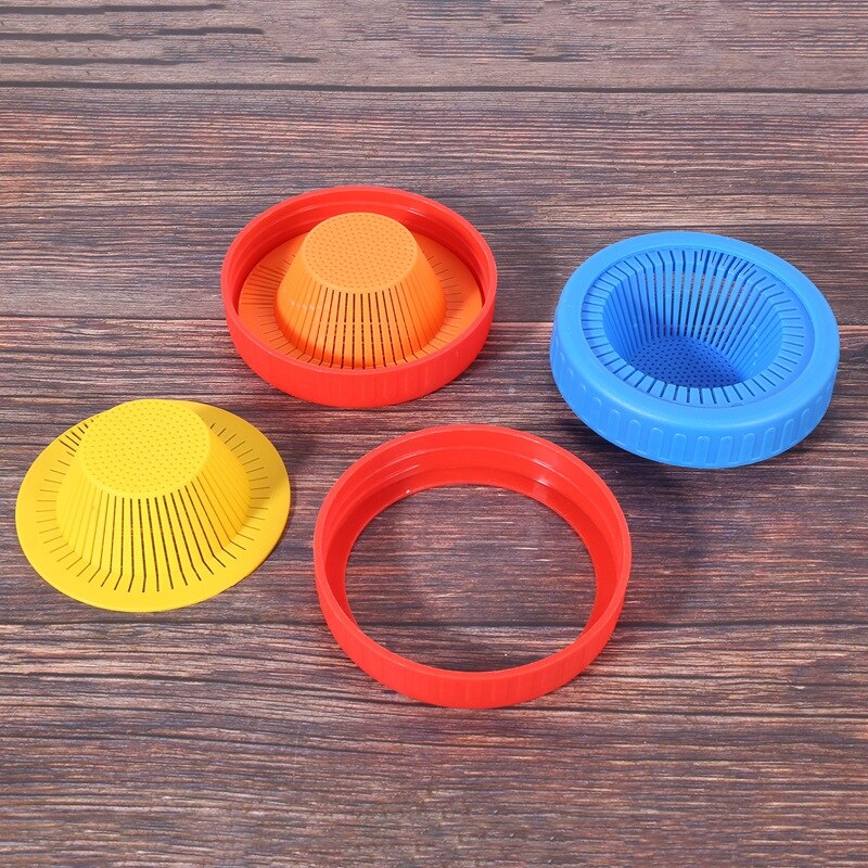 Tapas de plástico para brotar tarros, tapas de filtro de tarro de brotación con juntas de sellado de silicona para frascos de boca ancha, tarros de conserva