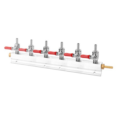 CO2 Gases Distribution Block Manifold w/ 7mm Hose Barbs Wine Making Tools Draft Beer Dispense Device 5 Optional Fine Durability: 6-Way