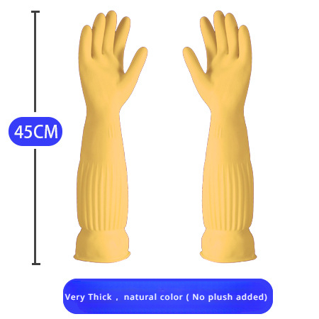 Guantes para lavar platos de látex de 45cm de largo con tendones de vaca engrosados y guantes de goma extendidos, pegamento para limpieza de ropa de 38cm de largo para invierno: Rojo / S