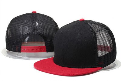 Zomer hiphop blank light board pet hiphop mesh hoed dames outdoor vizier verstelbare heren #39 ;s platte hoeden honkbalpetten: Rood zwart