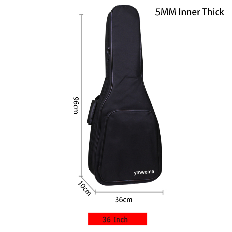 Funda para guitarra acústica 600D, 34/41 pulgadas, impermeable, tela Oxford, 5 MM, algodón, correas dobles, acolchada, mochila para guitarra: 36 Inch
