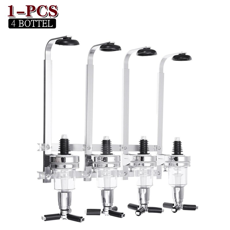 1-8Pcs 1/2/3/4 Bottle Bar Beverage Liquor Dispenser Holder Alcohol Drink Shot Wall Mounted 1-4 Station Beer Wine Pourers Divider: 4 Bottle  1Pcs
