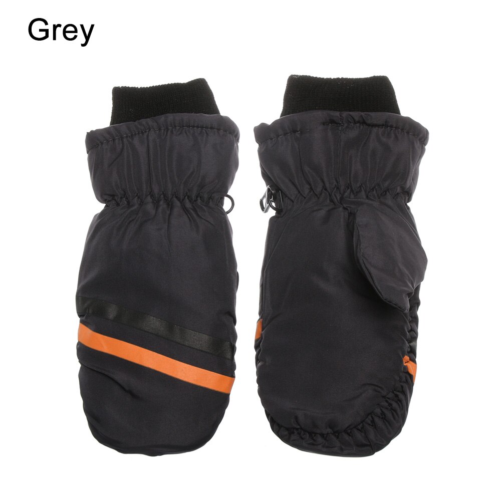 1Pair Children Winter Ski Snowboard Gloves Boy Girls Kids Windproof Waterproof Thicken Mittens Warm Gloves Winter Must: grey