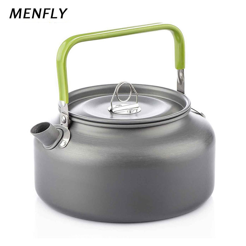 MENFLY Camping Kettle 0.8L 1.2L Capacity Outdoor Teapot Water-boiling Coffee Pot Mountain Hiking Portable Instant Noodle Kettles