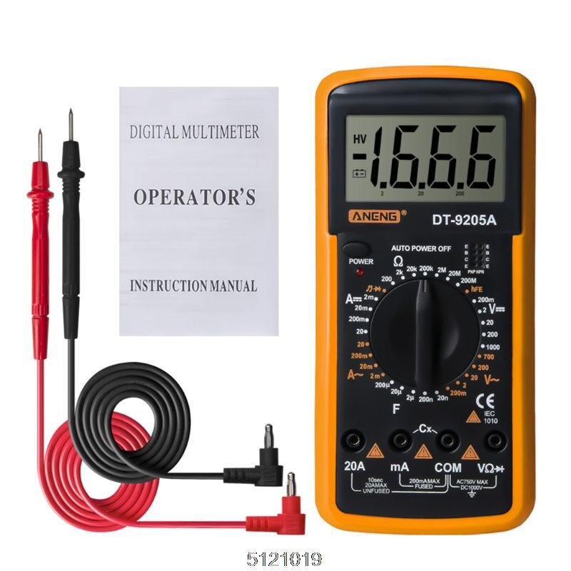 DT9205A multimètre numérique hFE AC testeur électrique à Diode Triode à courant alternatif: 9FF100565-Y