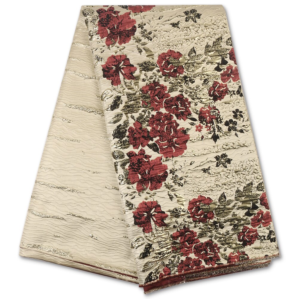 Latest Jacquard Brocade Lace Fabric Top Selling African Lace Fabric Brocade Fabric For Nigerian Wedding Party Sewing YA3818B-4: Picture 4