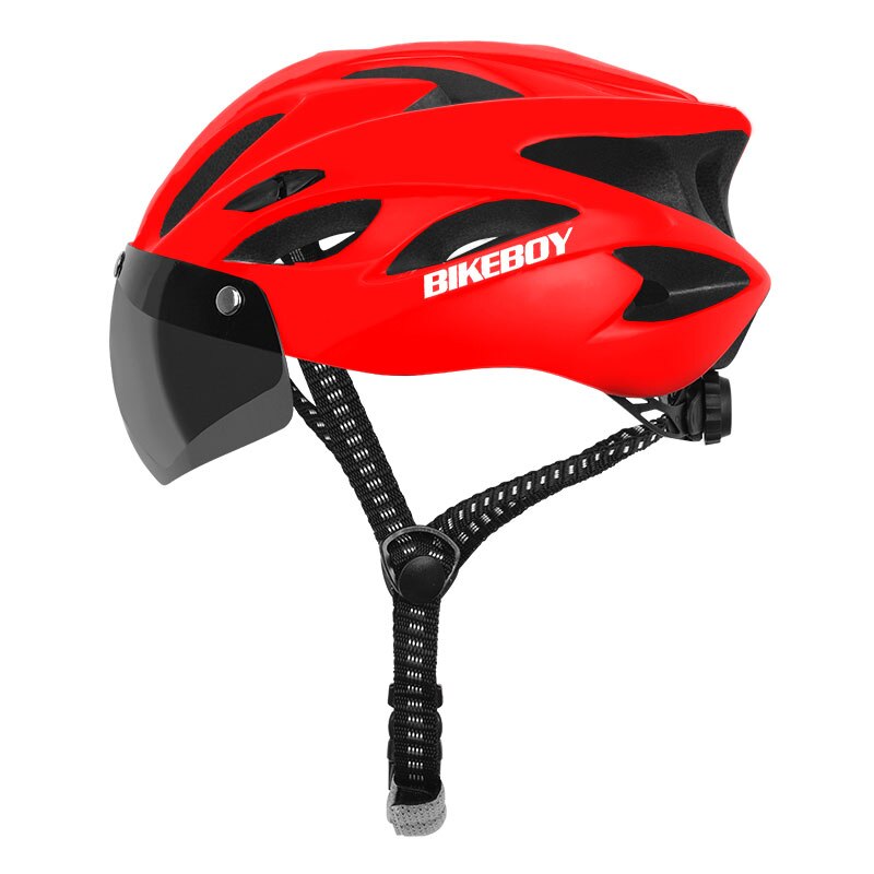 Bikeboy Fietsen Helm Met Bril Ultralight Mtb Fietshelm Mannen Vrouwen Mountain Road Casco Sport Specialiced Fietshelmen: red 1 lens