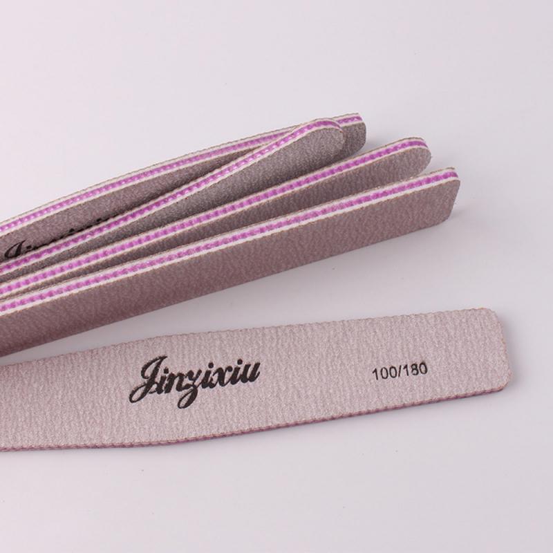 1Pcs Dubbelzijdig Polijsten Nagelvijl 100/180 Grit Roze Nagelvijl Vijf Vormen Pedicure Manicure Polijsten Gereedschap