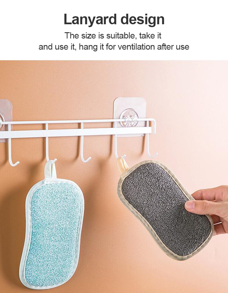 Dish Towel Home Degreasing Dish Brush Cleaning Cloth Bamboo Fiber Double-sided Antibacterial Sponge Dish Cloth Cleaning Supplie