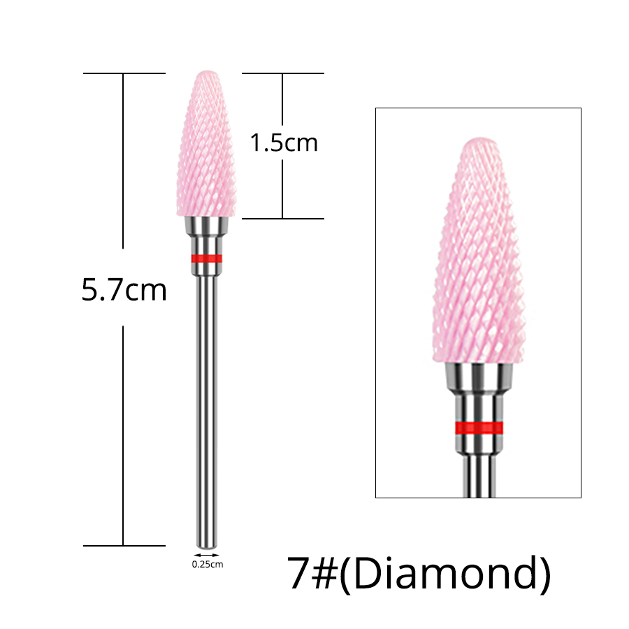 Alileader Ceramic Diamond Nail Drill Bits Set For Drill Machine Manicure Pedicure Acrylic Nail Polishing: 7