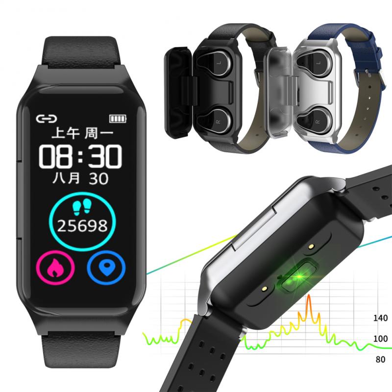Smart Horloge Bluetooth Oortelefoon 2 In 1 Sport IP67 Waterdichte Smartwatch Fitness Hoofdtelefoon Armband Voor Mannen Vrouwen