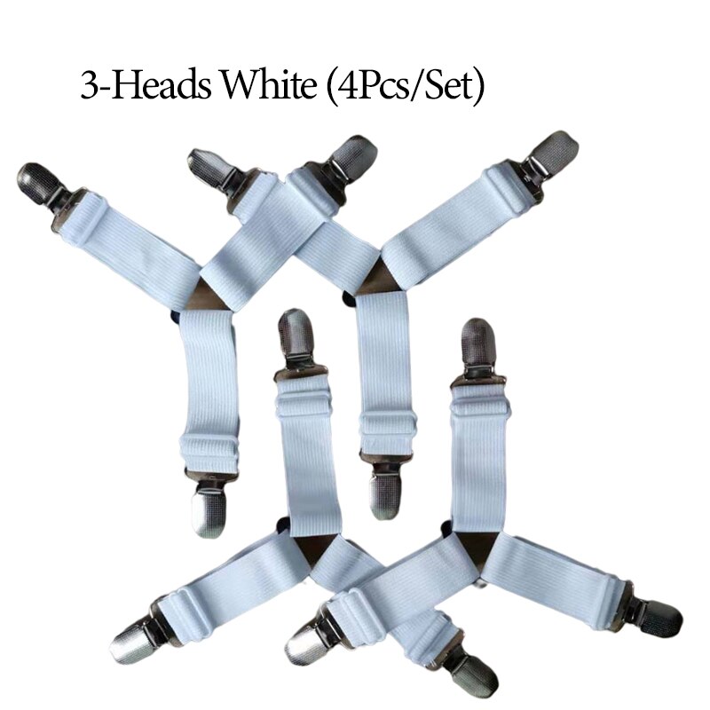 12 grampos de folha de cama elástica prendedor de cinto cinta antiderrapante colchão clip fixadores capa cobertores prendedores organizar gadget: 3 Heads-White