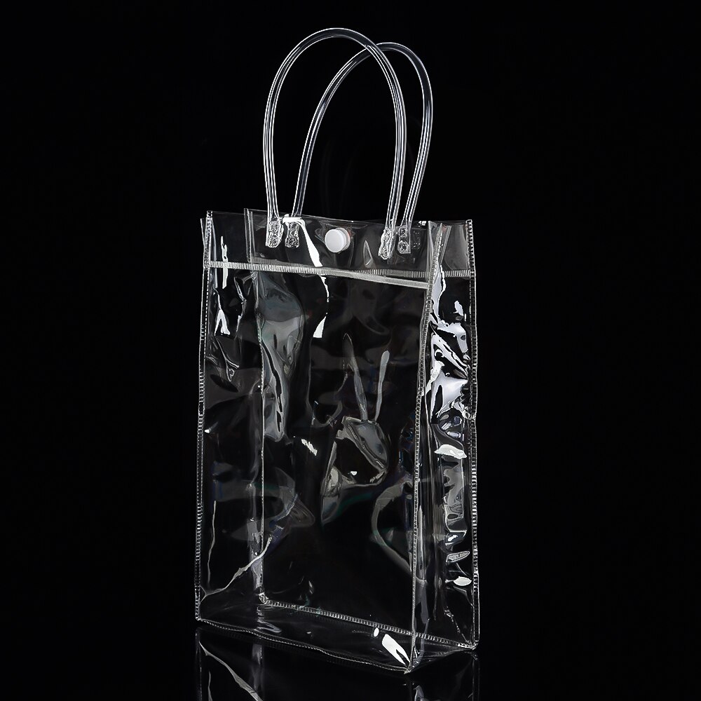 Doorzichtige standtas met drukknoop, transparante pvc-wikkeltas met handvatten, 1 st.