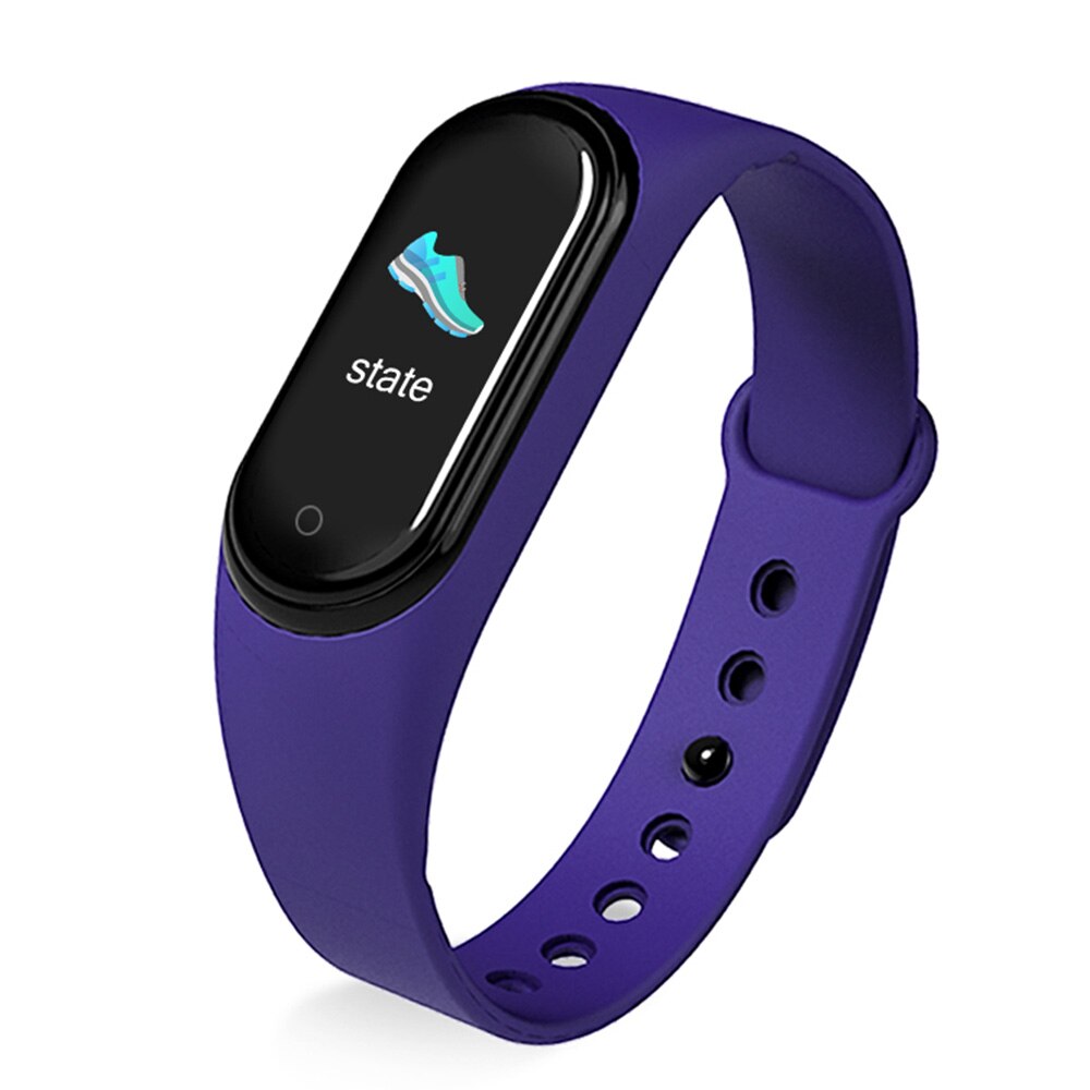 M5 intelligent armbånd bt telefon fitness ur hjertefrekvens blodtryksmåler vandtæt (lilla) fitness udstyr til gym: Blå