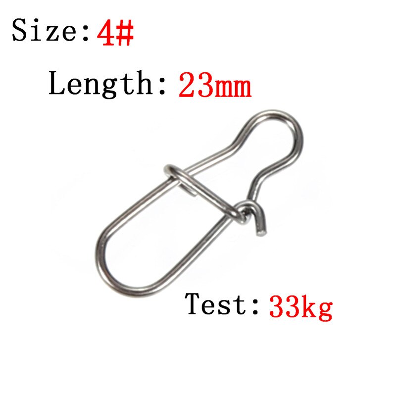 JOSHNESE 50pcs/lot Hook Lock Snap Swivel Solid Rings Safety Snaps Fishing Hooks Connector Stainless Steel: Size 4