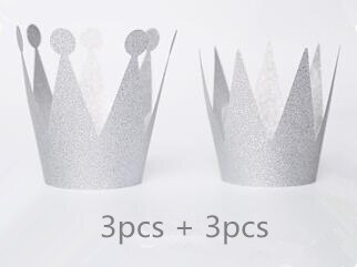 6pcs/Pack First Birthday Crown Headband Silver Pink Blue Glitter Birthday Crown 1st Birthday Hat Photography Prop: Silver