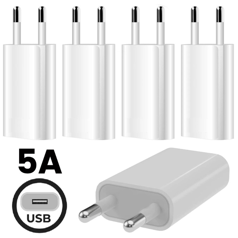 5/1 Uds. Cargador USB con enchufe europeo 5W carga rápida 5V 1A cargador de teléfono de pared para viaje en casa adaptador de fuente de alimentación para teléfono móvil X/8/7/6/5