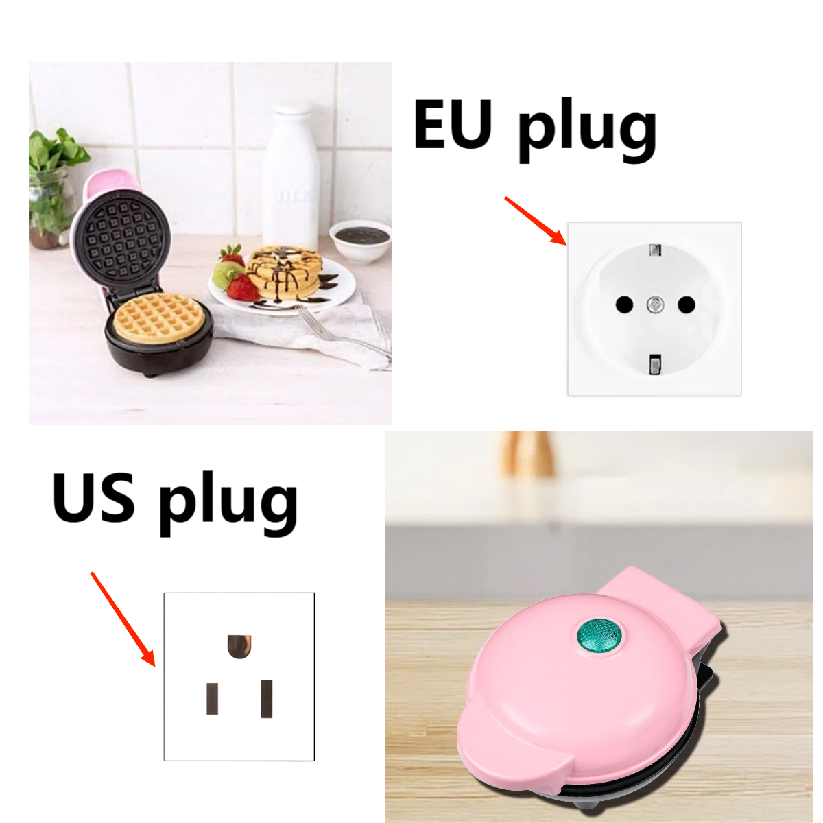 Mini máquina para hacer gofres eléctrica multifuncional, horno para pasteles sándwiches, molde para desayuno, suministros de cocina, utensilios de cocina: Otros / US