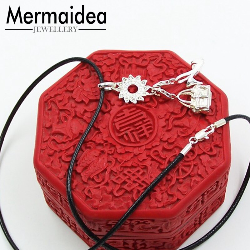 flambant neuf en cuir noir corde collier couleur argent homard fermoir tour de cou Cool hommes femmes Untuk Wanita bijoux