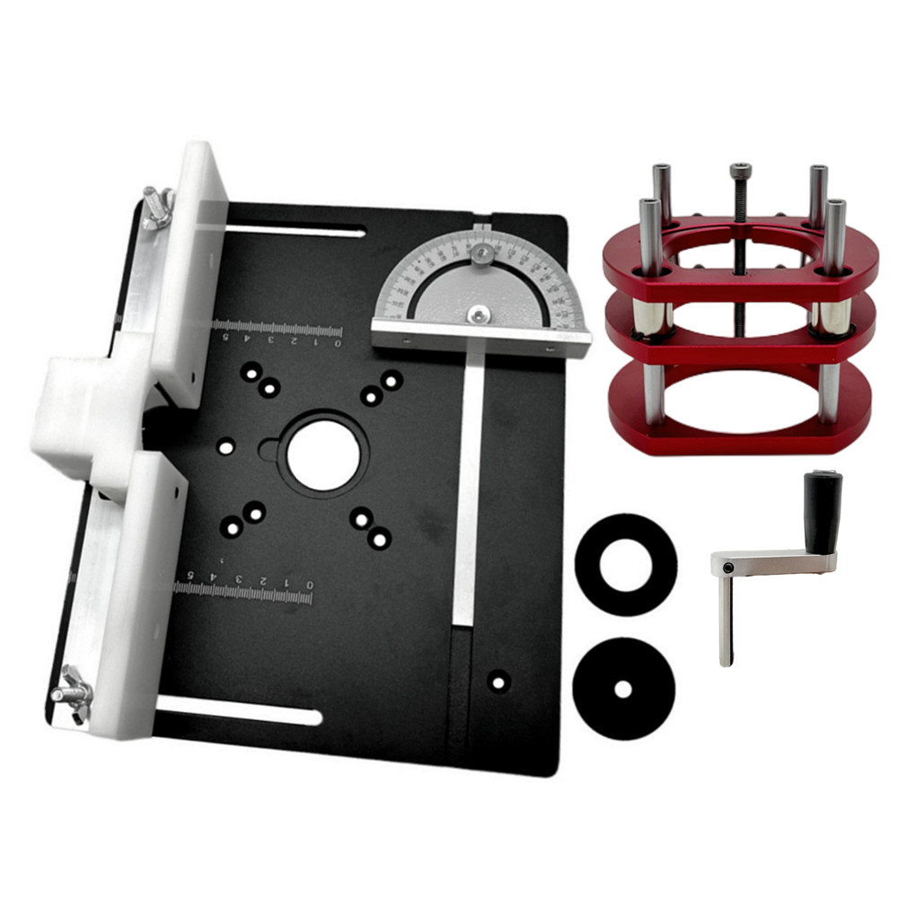 Aluminum Router Table Insert Plate Router Lift Kit for 65mm Diameter Motors Woodworking Workbench Trimmer Engraving Machine Tool