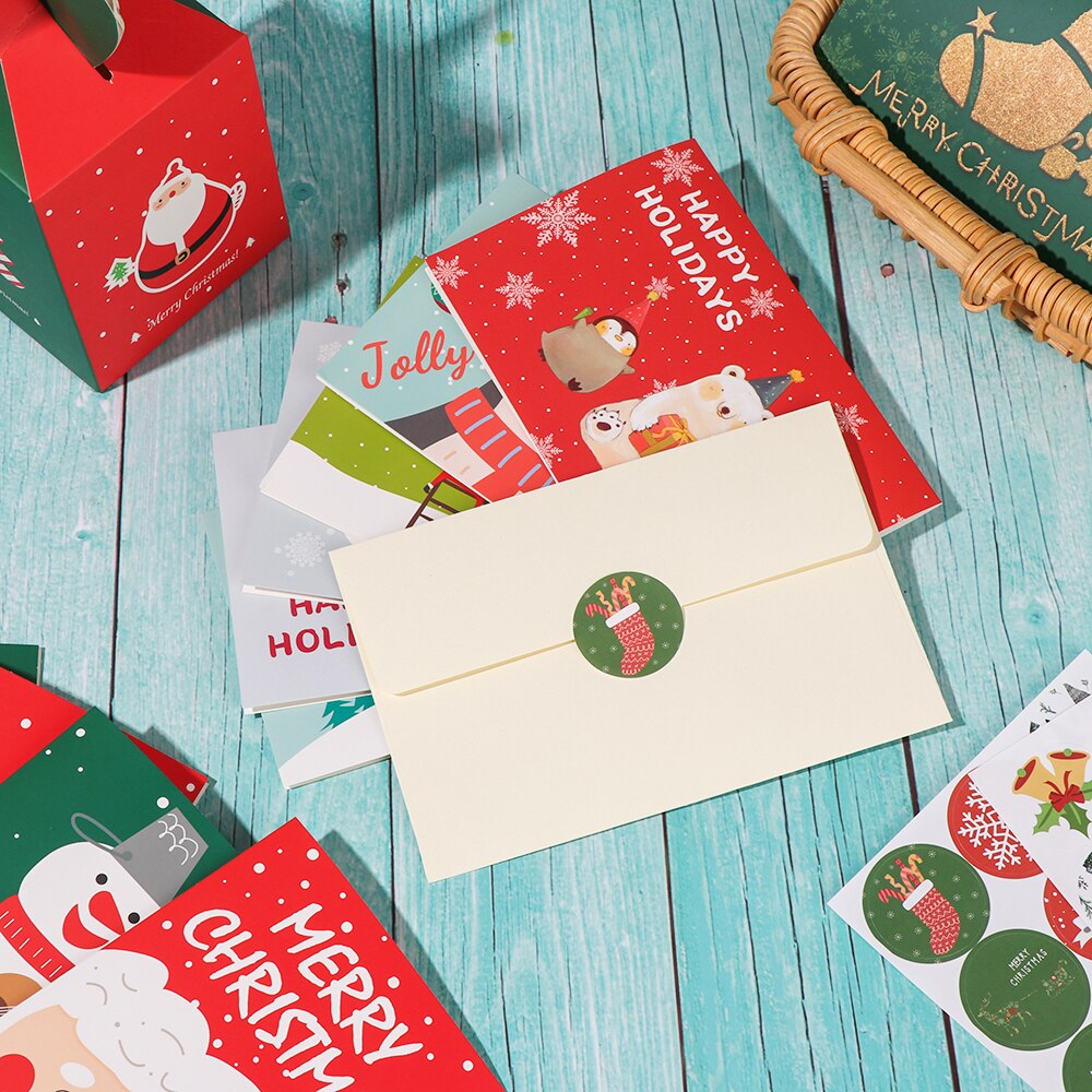 24 Pcs/lot Christmas Greeting Card Kids Christmas Blessing Greeting Cards Envelope Year Postcard Card Xmas Party