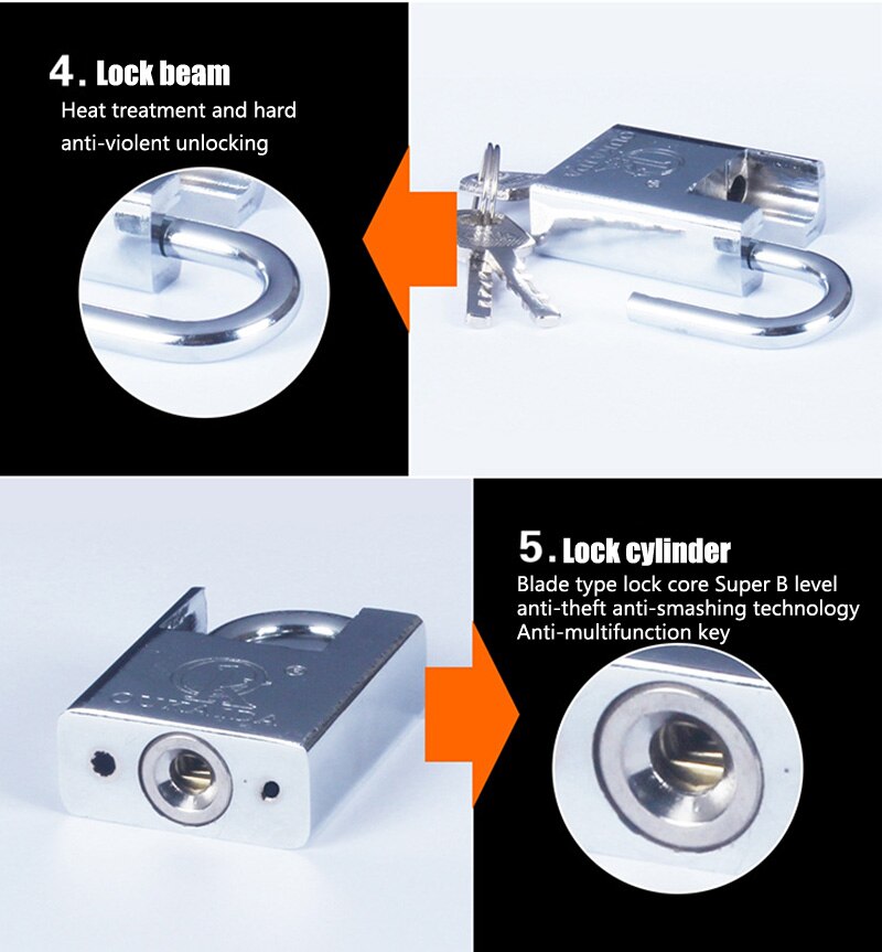 Door padlock, anti-theft padlock, open padlock anti-theft combination lock door locks key lock box