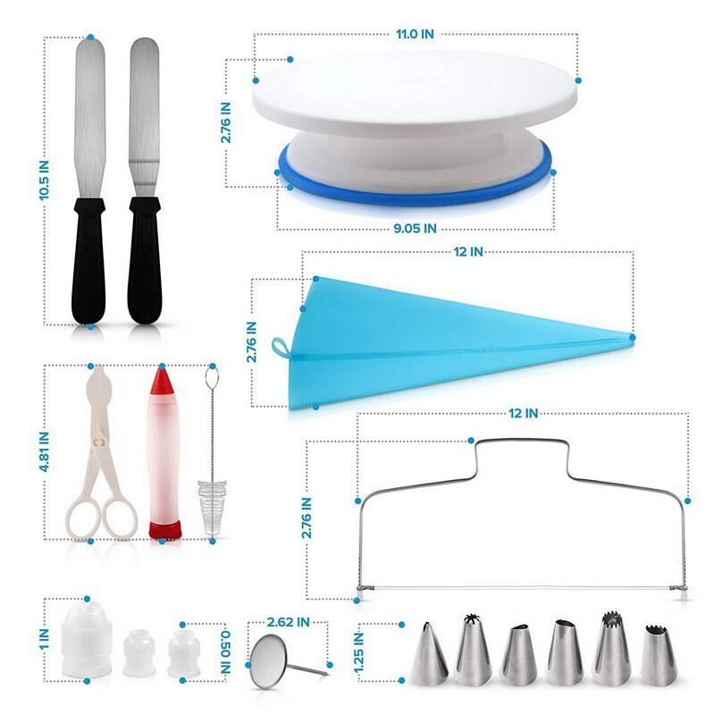 106pcs/set Cake Turntable Set Multifunction Cake Decorating Kit Pastry Tube Fondant Party Kitchen Dessert Baking Supplies