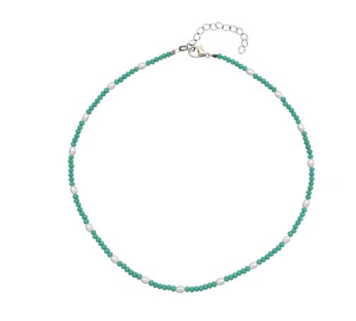 Bohemian Style Bead Necklaces for Women Blue Beaded Pearl Flower Pendant Clavicle Chain Collar Layered Chains Necklace Jewelry: 7