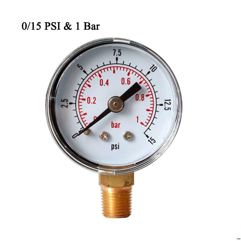 Noggrannhetsklass 2.5%  tryckmätare 40mm ratttryck 1/8 &quot; bspt vertikal 15,30,60.100,160 200, 300 psi &amp; bar: Svart