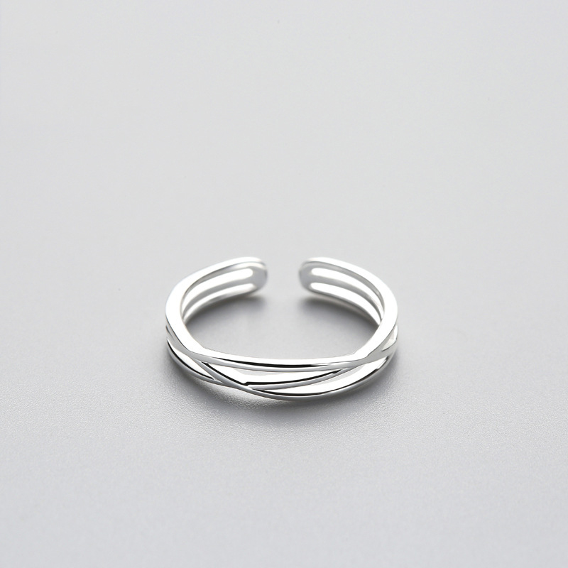 Minimaliste géométrique torsion ligne anneau réglable authentique 925 argent Sterling bijoux fins pour les femmes accessoires