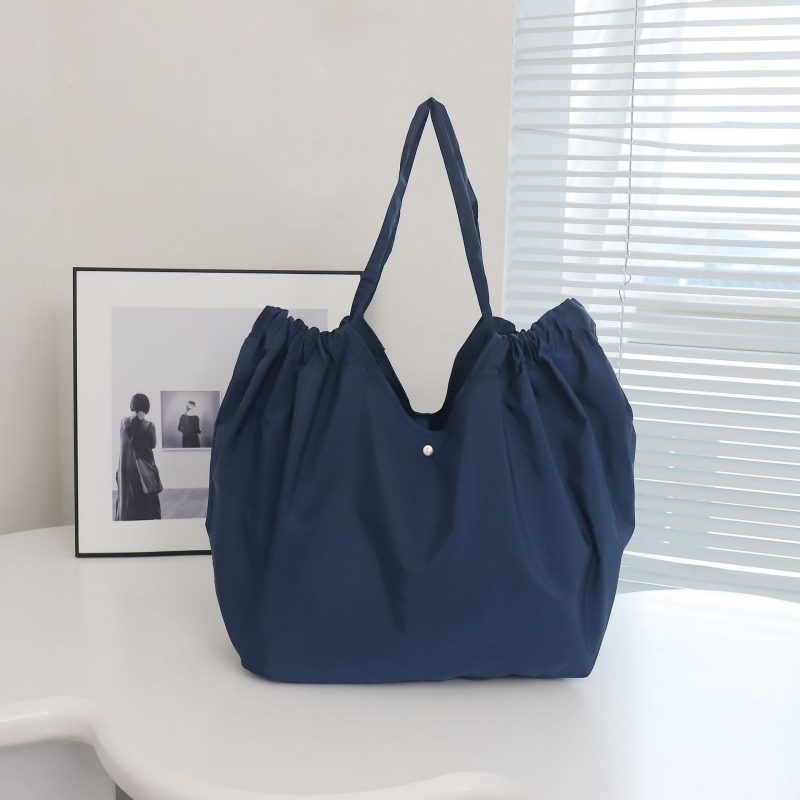 Frauen umwelt freundliche faltbare Einkaufstasche wieder verwendbare tragbare Handtasche Kordel zug Umhängetasche Lebensmittel Einkaufstasche Käufer Taschen: Schwarz