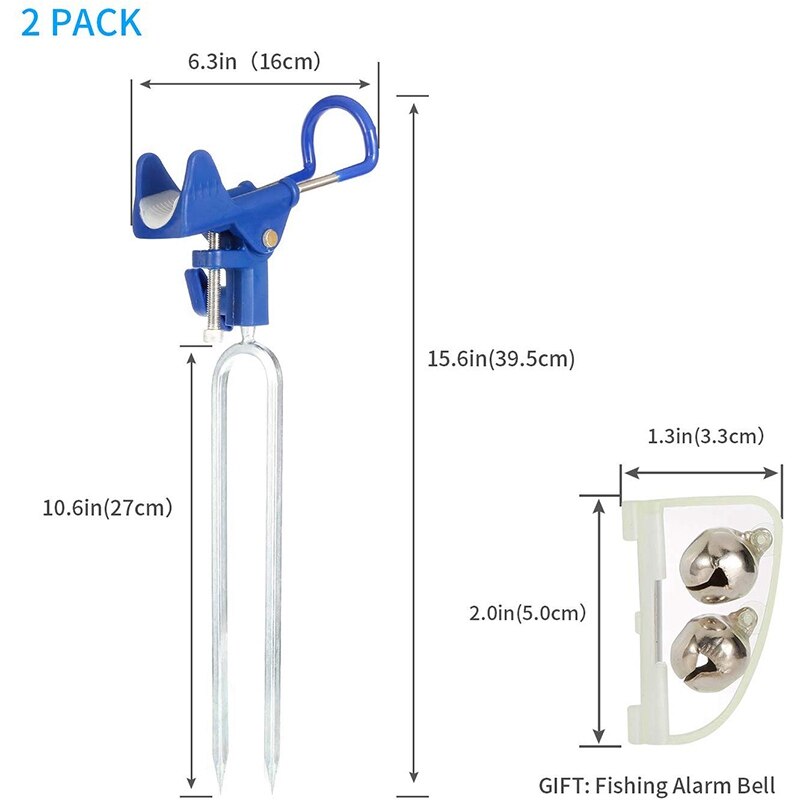 2 Pack Upgraded Rod Holders for Fishing Fish Pole Folding Holder Ground Bank Fishing Rod Rack Holder for 360 Degree Adjustable