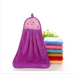 1 pièces petite serviette en peluche pépinière suspendus cuisine salle de bain épais chiffon doux essuyer serviette coton anti-huile-adhésif vaisselle lavage à séchage rapide: Purple