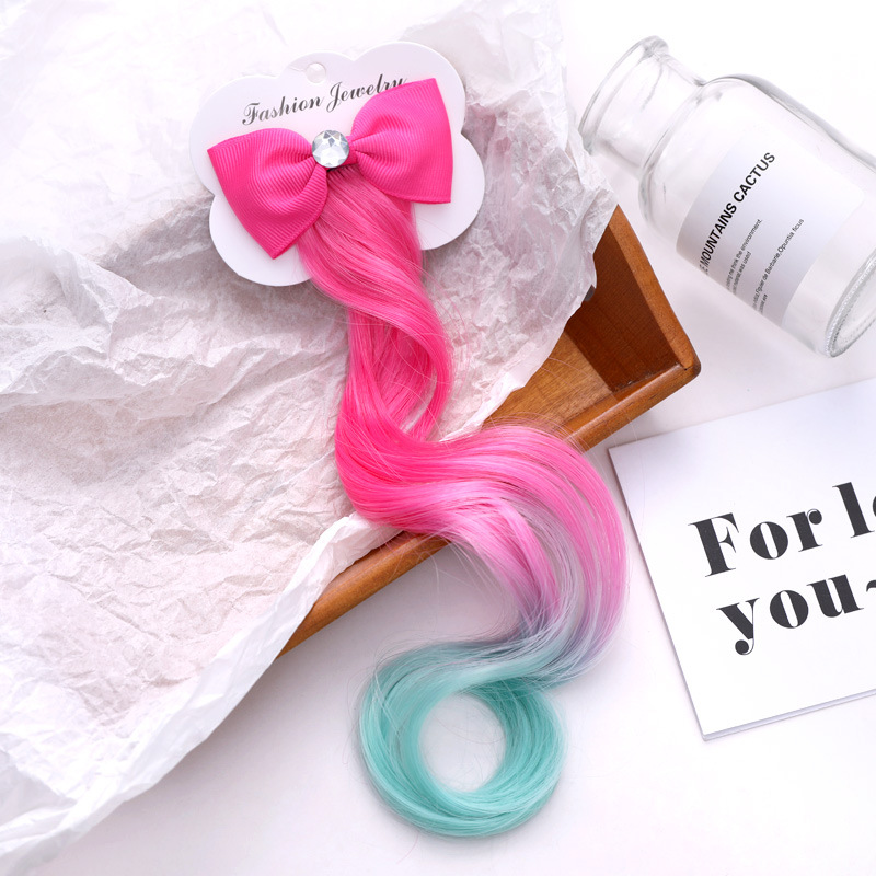 Leuke Boog Haar Clips Voor Meisjes 22Cm Lange Pruik Paardenstaarten Hair Bows Kids Baby Haarspelden Haar Haarspeldjes Accessoires