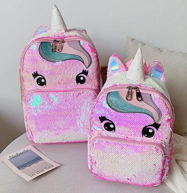 Eenhoorn pailletten schooltas veelkleurige kinderschooltassen voor meisjes rugzak mochila escolar boeken schooltas voor tieners student: Snoepkleuren l