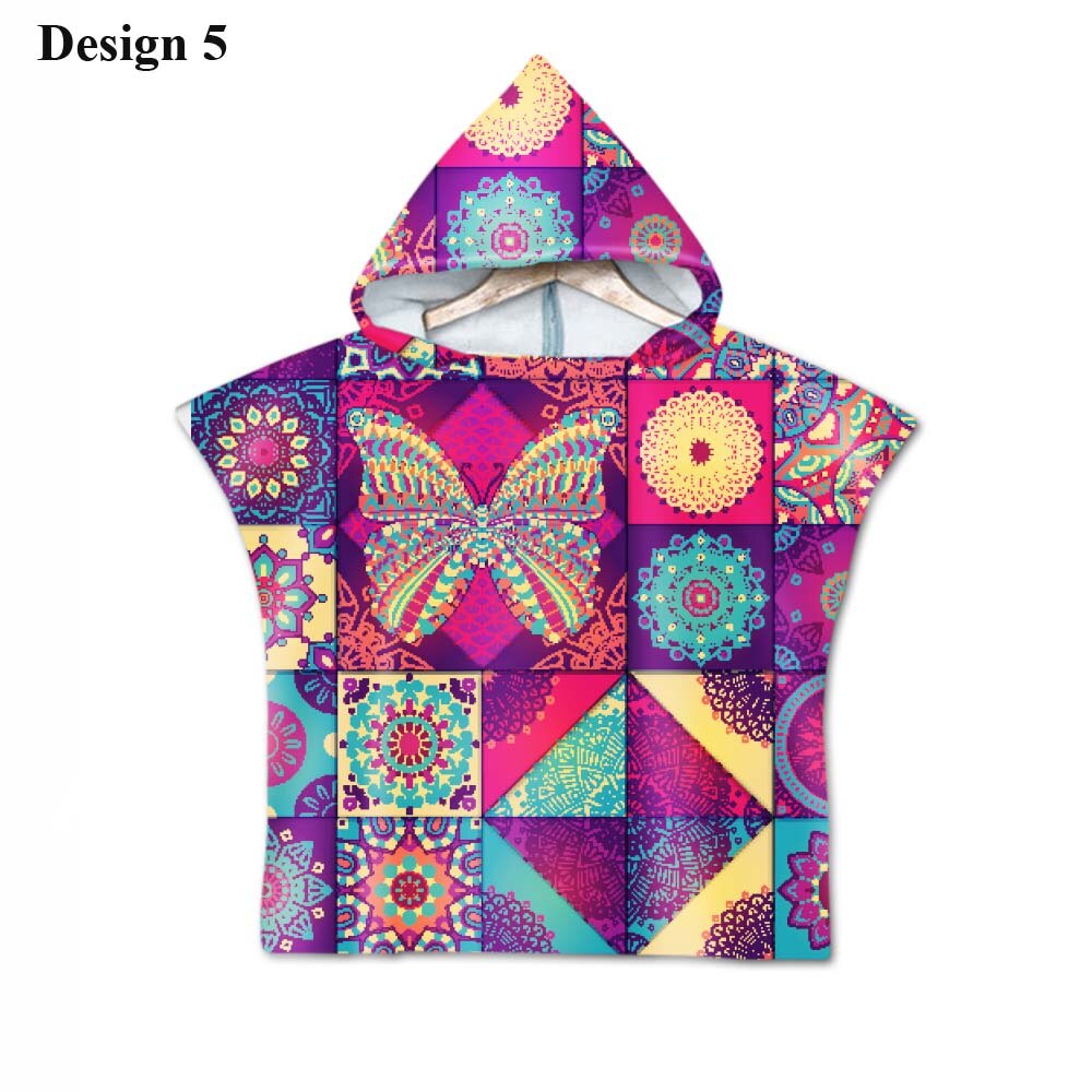 Novelty Boho Bohemian Mandala Bloem Geometrische Diamanten Baby Kids Hooded Zwembad Bad Strand Poncho Handdoek Cape: Design 5
