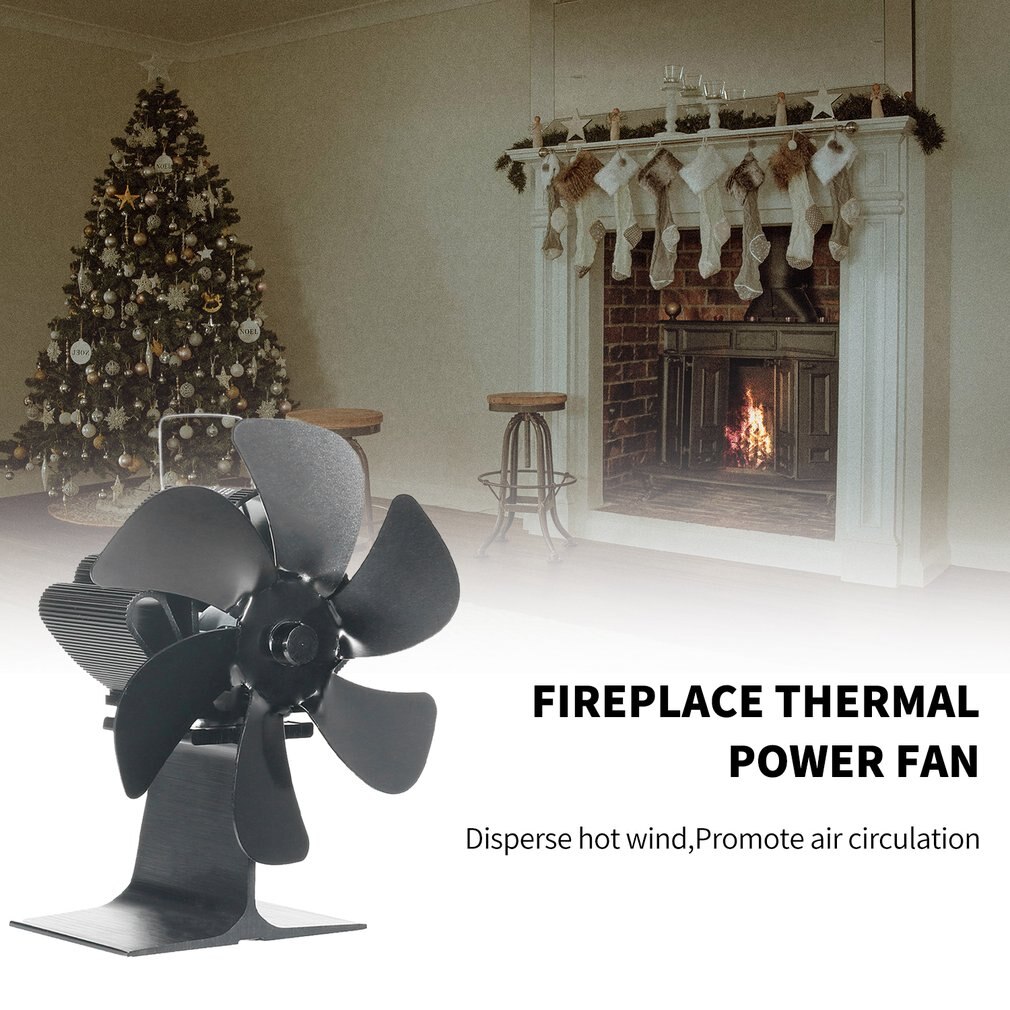 SF105G Fireplace Thermal Power Fan Portable 6-blade Aluminum Alloy Silent Fireplace Thermal Power Fan