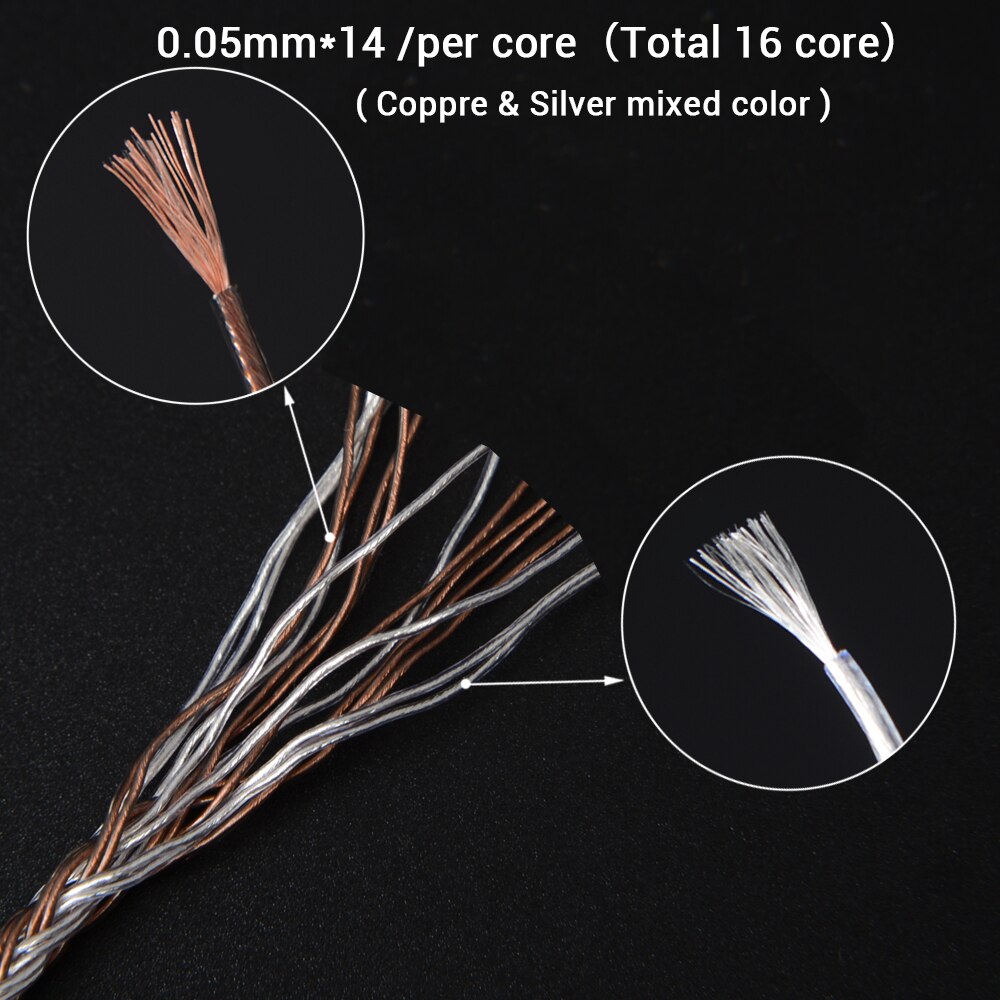 NICEHCK C16-5 Earphone Cable - 1.2m - 16 Core Copper Silver Mixed - MMCX/2Pin/QDC/NX7 Connectors