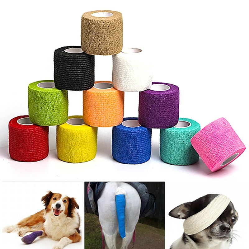 Non Tissé Enveloppement De Bandage Auto-Adhésif Respirant Élastique Bande de Sport Pour Animaux De Compagnie Chien Outils